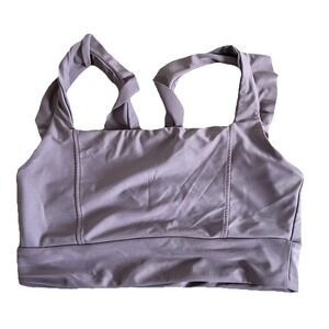 June Loop Women's Swim Top Medium Purple Ruffle Tank Top Bra Comfort Coverage